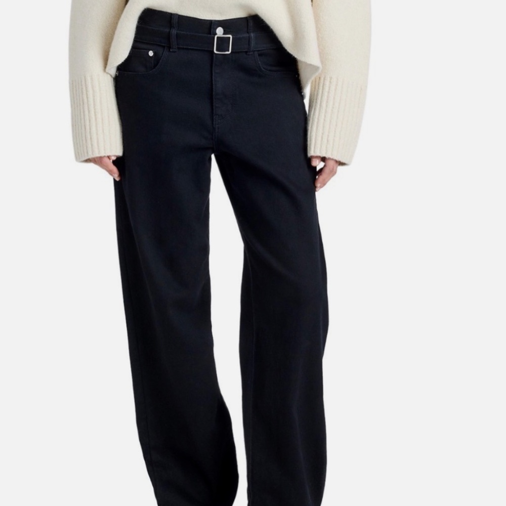 PROENZA SCHOULER WHITE LABEL Ellsworth High Rise Wide Leg Jeans Black 28 NWOT